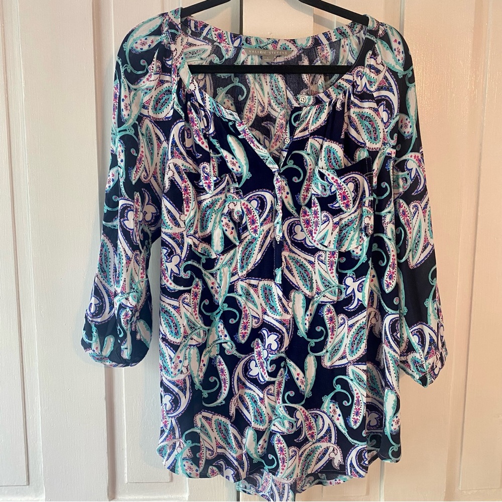 Valarie Stevens Paisley Printed Blouse- Large